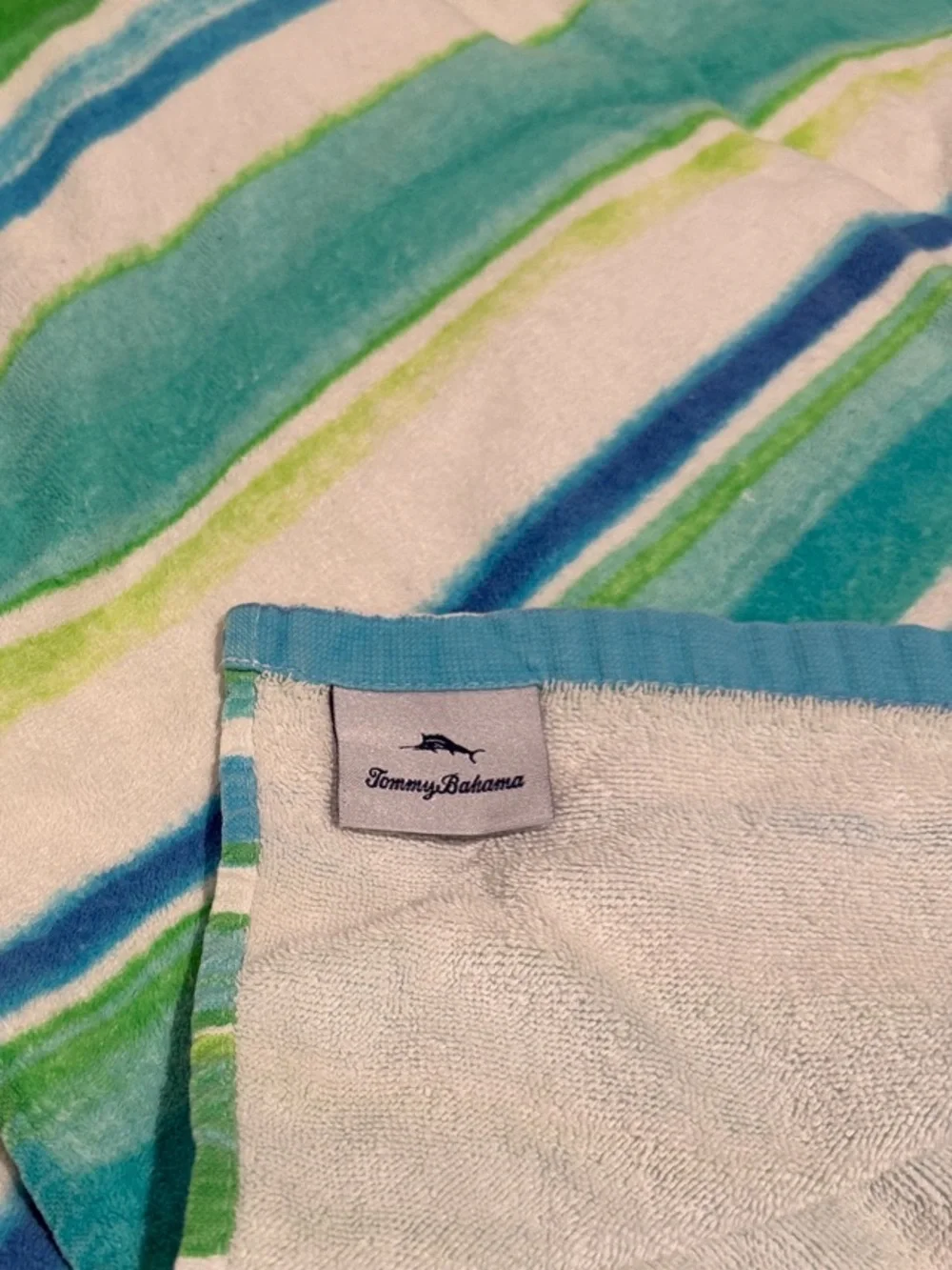 Tommy Bahama Kids Hooded Poncho (2) - Blue, Green & White Stripes